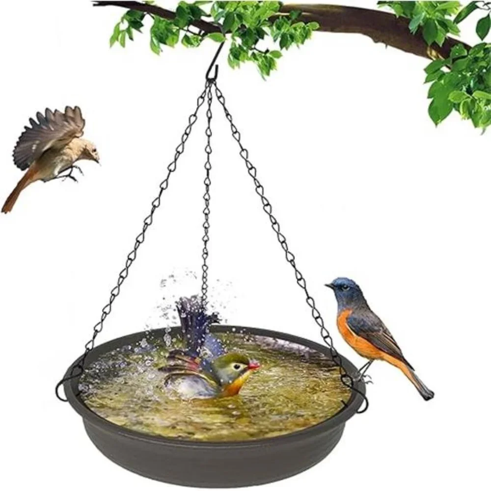 Hanging BirdBath for Outdside,12inch Diameter Bird Bath Tray,Made of PP Material
